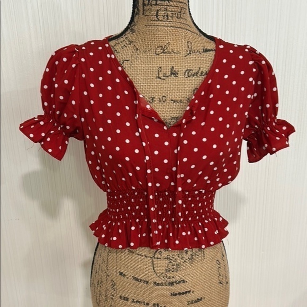 Red Polka Dot Women's Crop Top